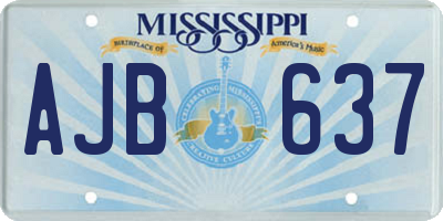 MS license plate AJB637
