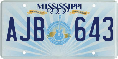 MS license plate AJB643