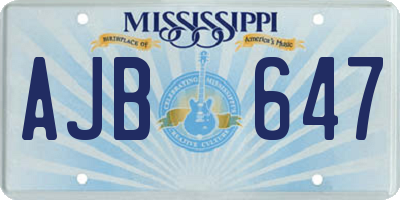 MS license plate AJB647