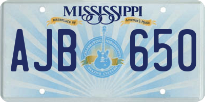MS license plate AJB650