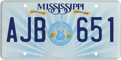 MS license plate AJB651