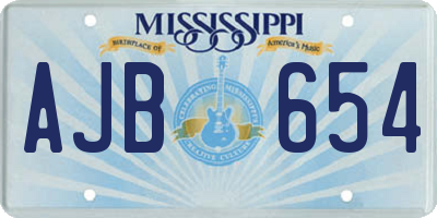 MS license plate AJB654