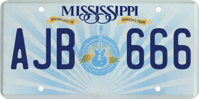MS license plate AJB666
