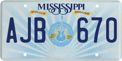 MS license plate AJB670