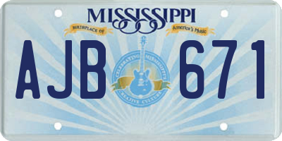 MS license plate AJB671