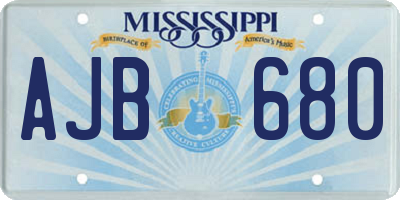 MS license plate AJB680