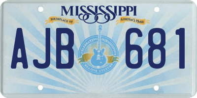MS license plate AJB681