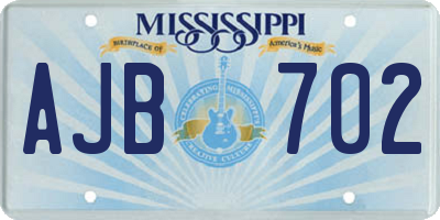 MS license plate AJB702