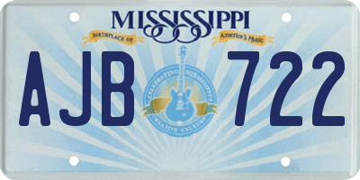 MS license plate AJB722