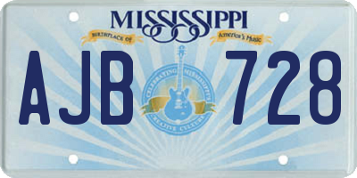 MS license plate AJB728
