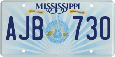 MS license plate AJB730