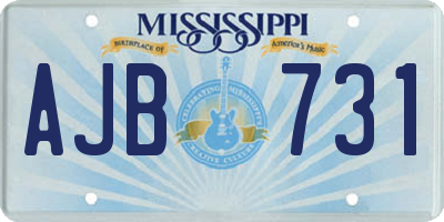 MS license plate AJB731