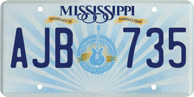 MS license plate AJB735