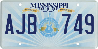 MS license plate AJB749