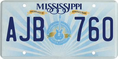 MS license plate AJB760