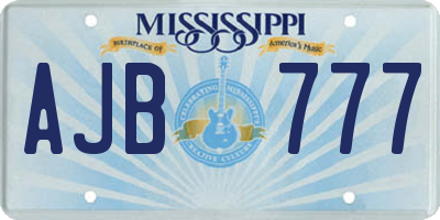MS license plate AJB777