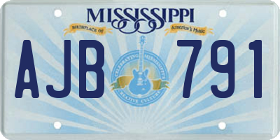 MS license plate AJB791