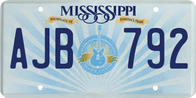 MS license plate AJB792
