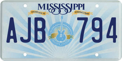 MS license plate AJB794