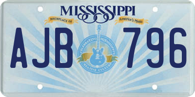 MS license plate AJB796