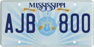 MS license plate AJB800