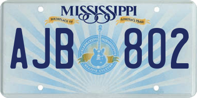 MS license plate AJB802