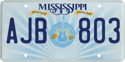 MS license plate AJB803