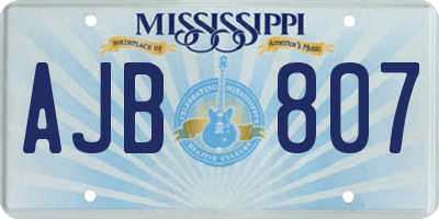 MS license plate AJB807