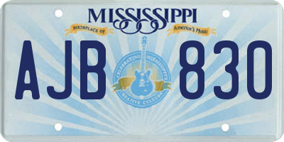 MS license plate AJB830