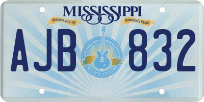 MS license plate AJB832