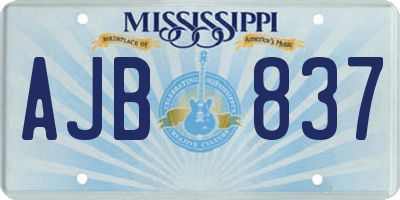 MS license plate AJB837
