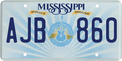 MS license plate AJB860