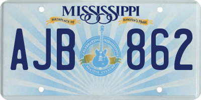 MS license plate AJB862
