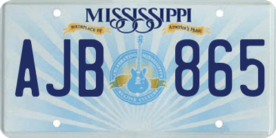 MS license plate AJB865