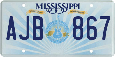 MS license plate AJB867
