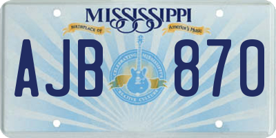 MS license plate AJB870