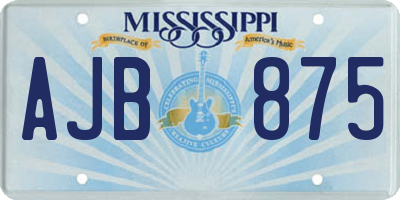 MS license plate AJB875
