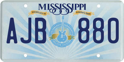 MS license plate AJB880