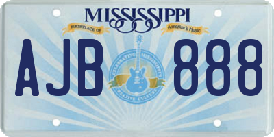 MS license plate AJB888