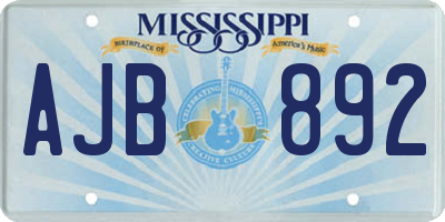 MS license plate AJB892