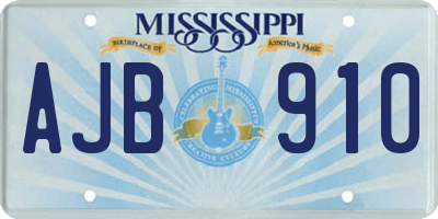 MS license plate AJB910