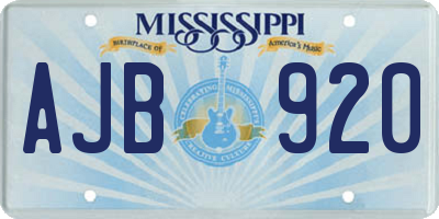 MS license plate AJB920