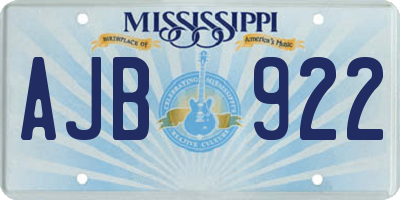 MS license plate AJB922
