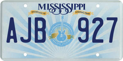 MS license plate AJB927