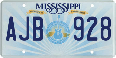 MS license plate AJB928