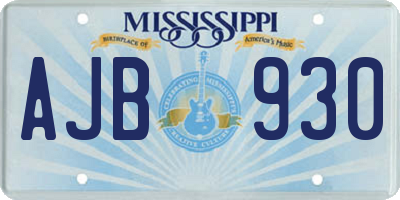 MS license plate AJB930