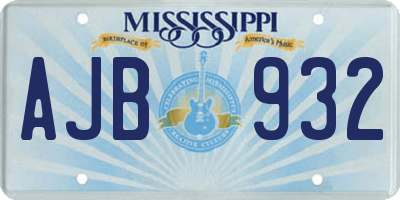 MS license plate AJB932