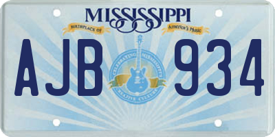 MS license plate AJB934