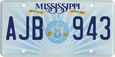 MS license plate AJB943