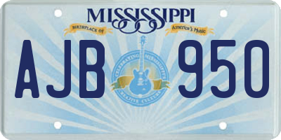 MS license plate AJB950